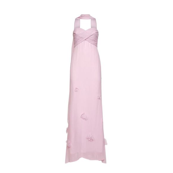Self Portrait Women Pink Georgette Scarf Maxi Dress